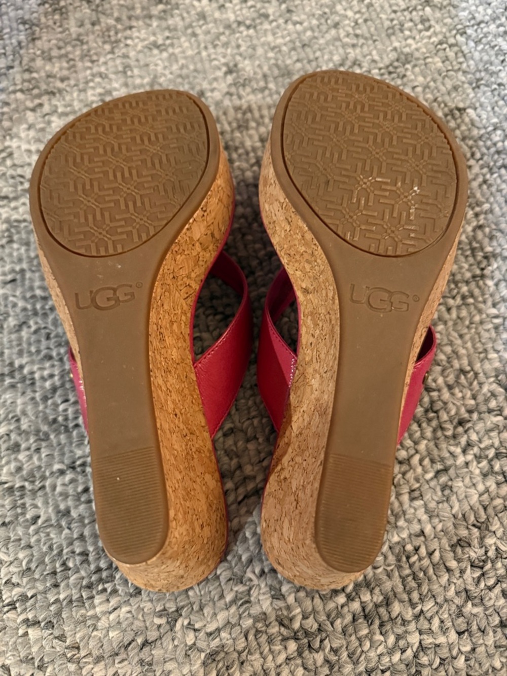 UGG Nastassia Hot Pink Cork Wedge Flip Flops Size 8 NWOT - Picture 6 of 6